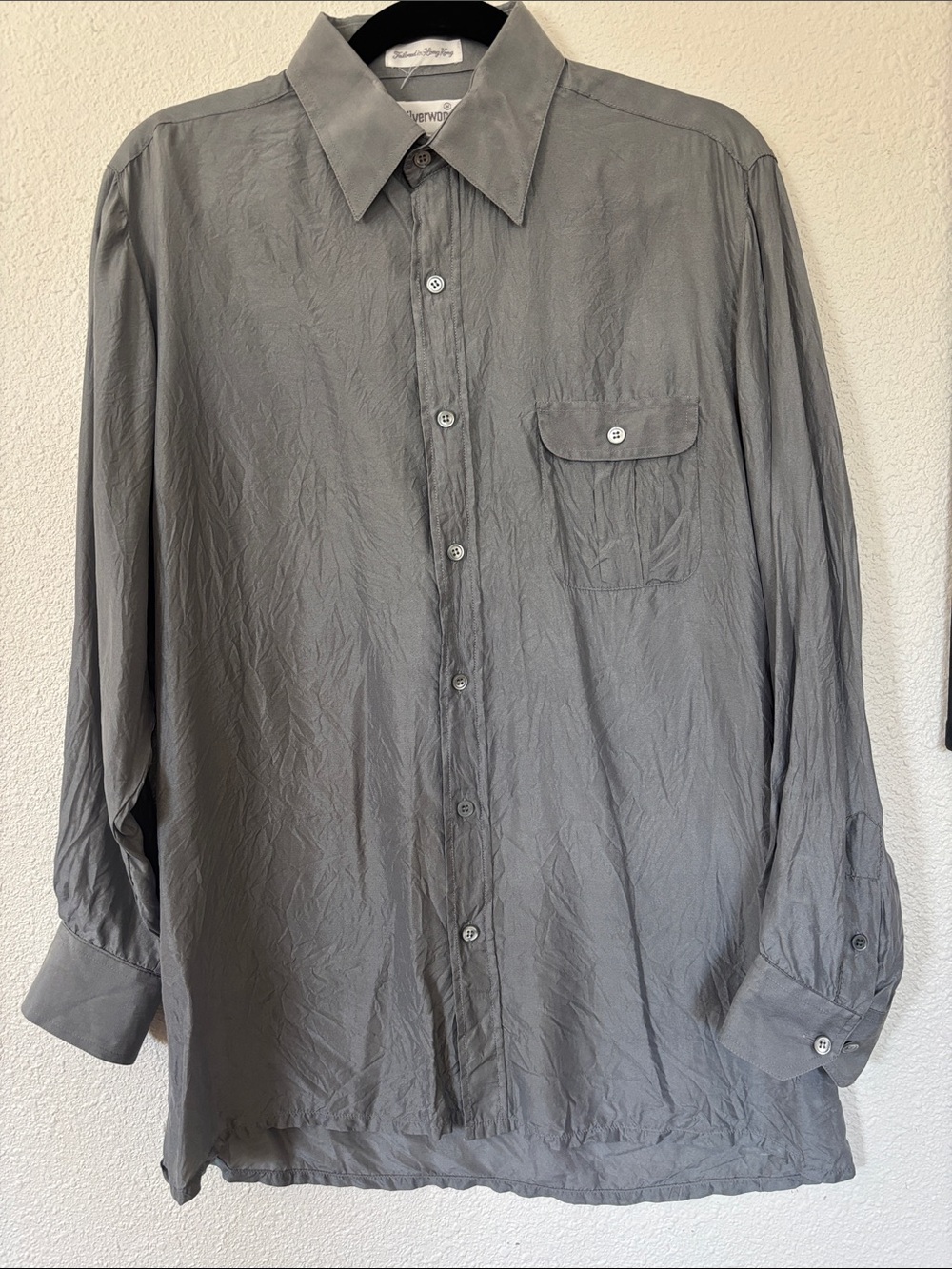 Metallic silver SILK blouse vintage